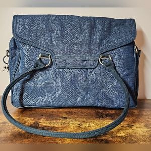 Like New Kipling Blue Snake Print Crossbody Laptop Messenger Work Bag